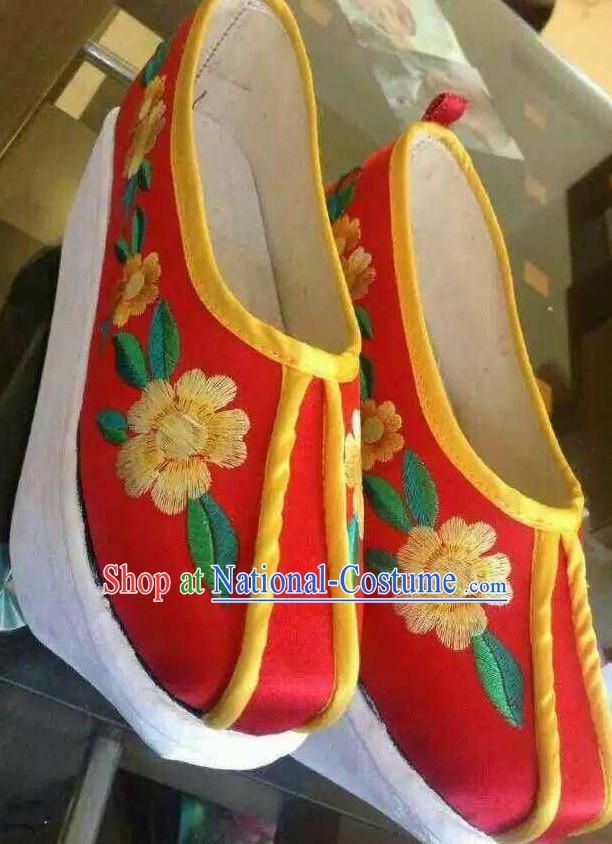 High Heel Handmade Ancient Traditional Chinese Embroidered Lotus Shoes China Shoes for Women Girls