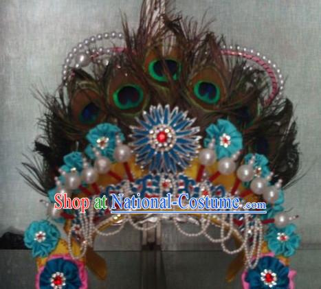 Handmade Ancient Traditional Chinese Peacock Prince Hat Oriental Hats Asian Fashion