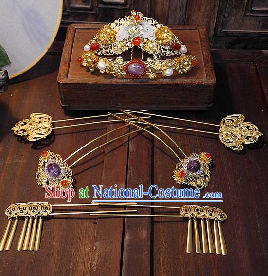 Ancient Chinese Empress Princess Queen Hair Style Accessories Hair Sticks Clips Hair Pin Hair Pieces Combs Ancient Chinese Chopsticks Asian Wedding Bridal Hair Ornaments