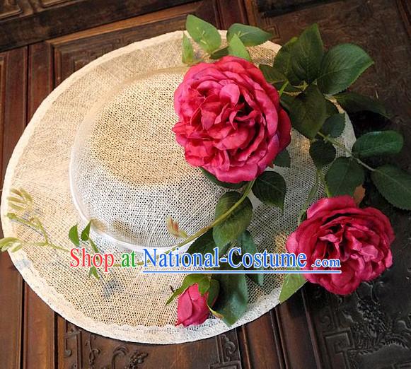 Top Handmade Flower Decoration Hat Dress Hat for Ladies