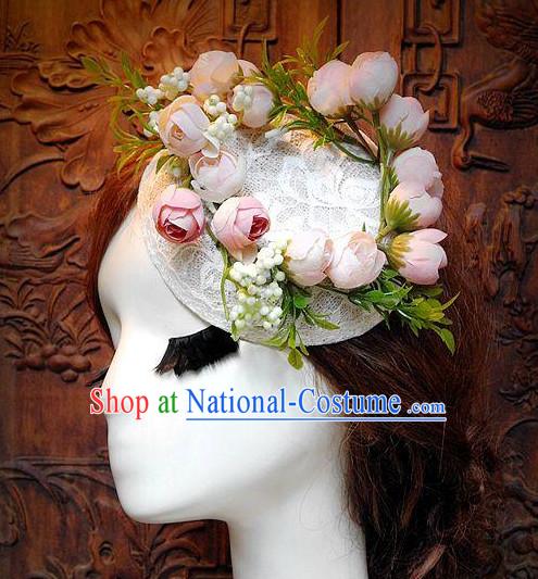 Top Handmade Flower Decoration Hat Dress Hat for Ladies