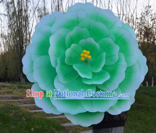 Green Classical Handmade Flower Umbrella Dance Props