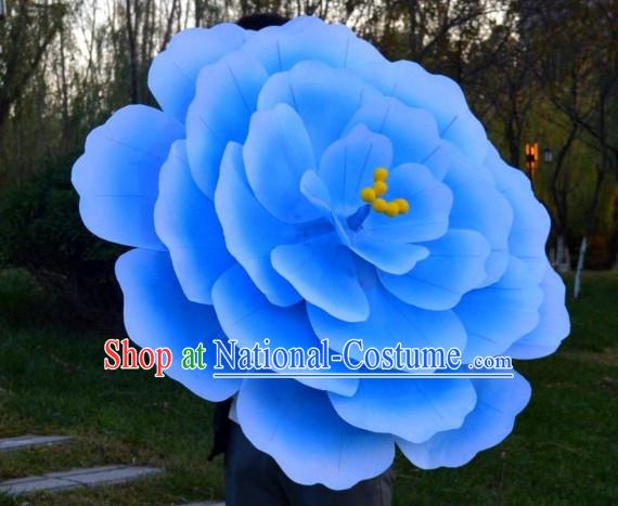 Blue Classical Handmade Flower Umbrella Dance Props