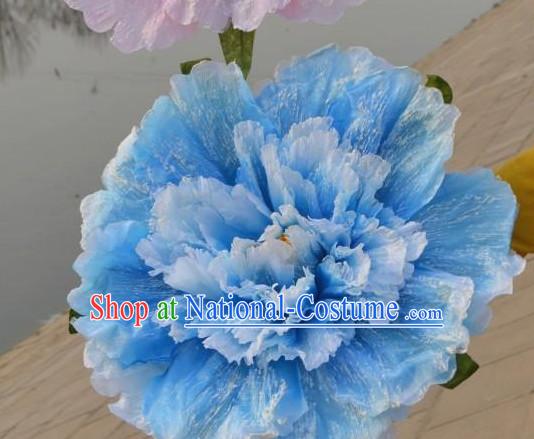 0.6 Meter Blue Large Chinese Peony Flower Dance Props for Adults or Kids