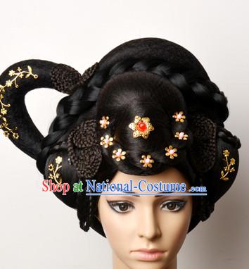 Tang Dynasty Asian Ancient Classical Empress Hairpins Hair Accessories and Wig Set