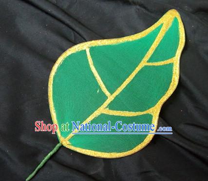 0.6 Meter Green Leaf Decorations Fan Dance Props Props for Dance Dancing Props for Sale for Kids Dance Stage Props Dance Cane Props Umbrella Children Adults