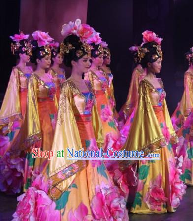 Ancient Chinese Classical Imperial Dance Costumes and Headdress Complete Set for Women or Girls