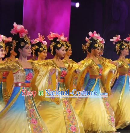 Ancient Chinese Classical Imperial Dance Costumes and Headdress Complete Set for Women or Girls