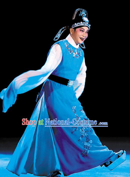 Chinese Ancient Peking Opera Xiao Sheng Costumes and Headdress Complete Set for Men