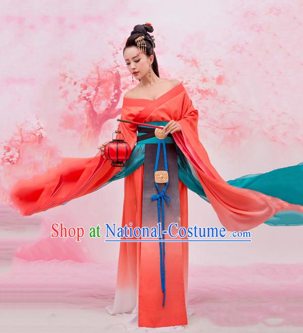 Chinese Ancient Beauty Costumes and Hair Jewelry Complete Set for Women