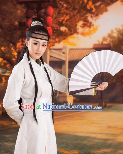 Chinese Ancient Hanfu Dresses and Headdress Complete Set for Women and Men