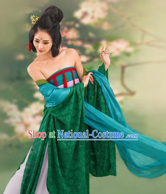 Chinese Ancient Tang Dynasty Costumes and Hair Jewelry Complete Set for Women