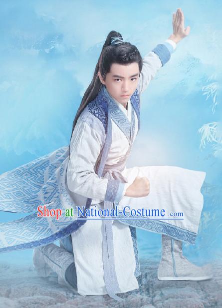 Chinese Ancient Swordsman Knight Costume Complete Set for Men Youth Teenagers Kids