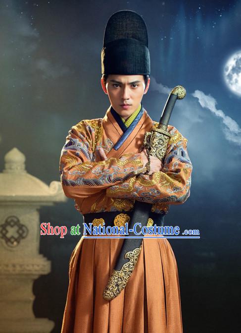 Chinese Ancient Swordsman Knight Costume Complete Set for Men Youth Teenagers Kids