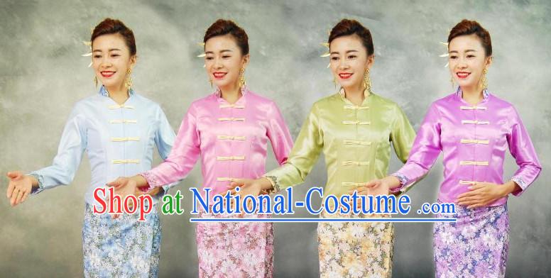 Traditional National Thai Dress Thai Traditional Dress Dresses Wedding Dress online for Sale Thai Clothing Thailand Clothes Complete Set for Women Girls Adults Youth Kids