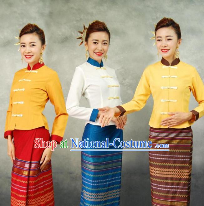 Traditional National Thai Dress Thai Traditional Dress Dresses Wedding Dress online for Sale Thai Clothing Thailand Clothes Complete Set for Women Girls Adults Youth Kids