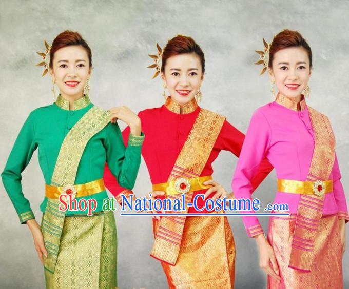 Traditional National Thai Dress Thai Traditional Dress Dresses Wedding Dress online for Sale Thai Clothing Thailand Clothes Complete Set for Women Girls Adults Youth Kids