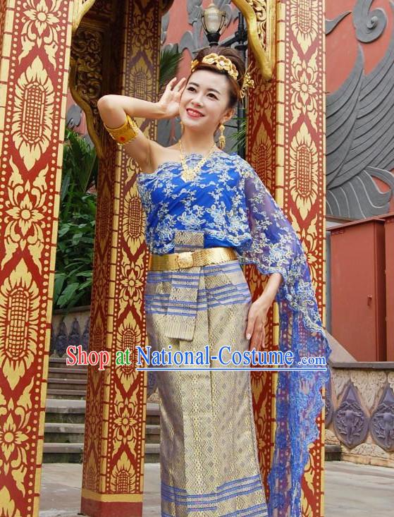 Traditional National Thai Dress Thai Traditional Dress Dresses Wedding Dress online for Sale Thai Clothing Thailand Clothes Complete Set for Women Girls Adults Youth Kids