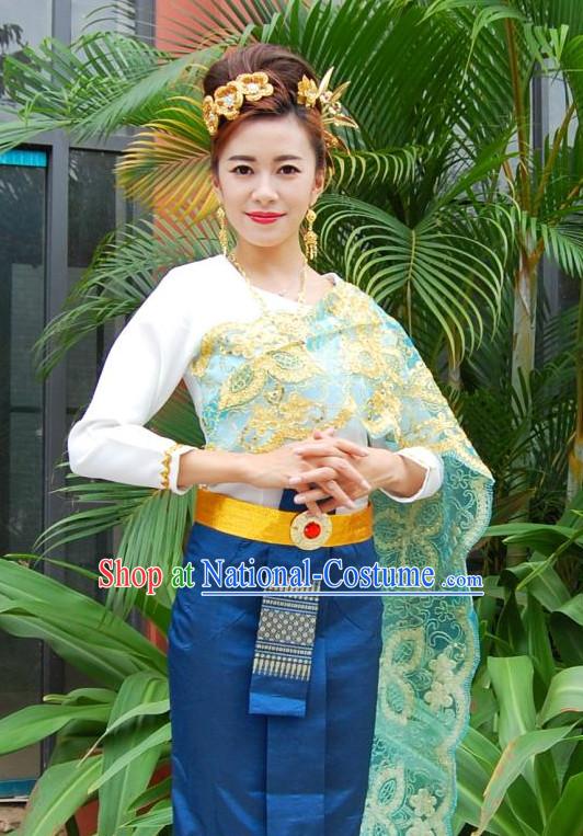 Traditional National Thai Dress Thai Traditional Dress Dresses Wedding Dress online for Sale Thai Clothing Thailand Clothes Complete Set for Women Girls Adults Youth Kids