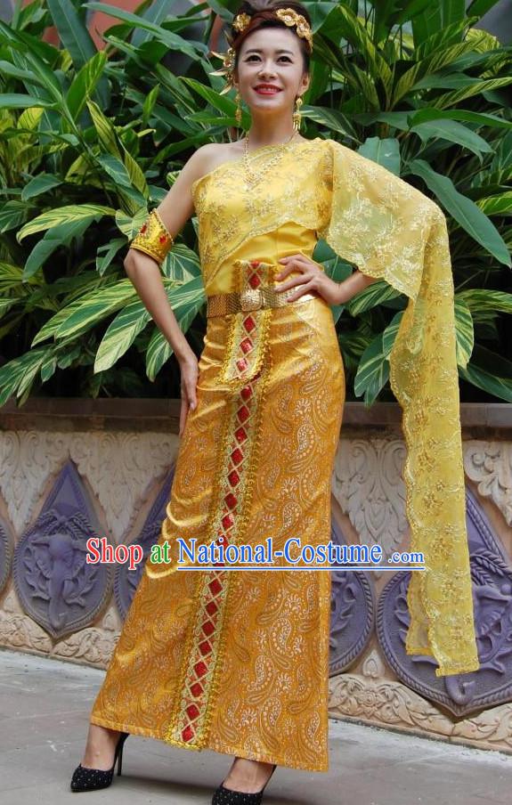 Traditional National Thai Dress Thai Traditional Dress Dresses Wedding Dress online for Sale Thai Clothing Thailand Clothes Complete Set for Women Girls Adults Youth Kids