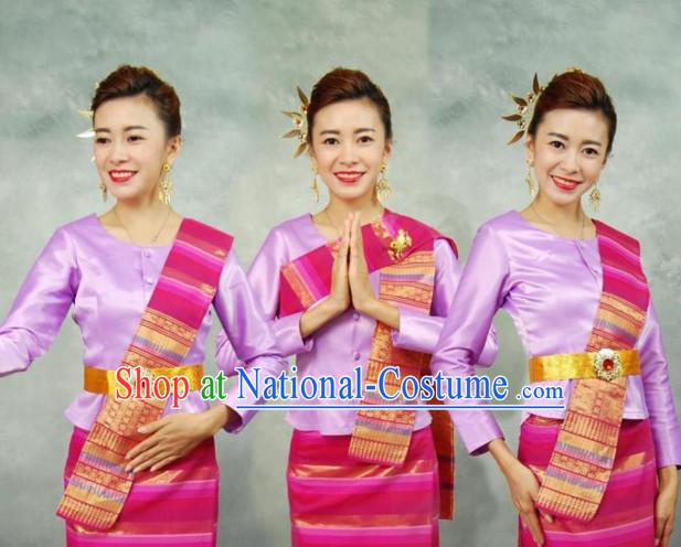 Traditional National Thai Dress Thai Traditional Dress Dresses Wedding Dress online for Sale Thai Clothing Thailand Clothes Complete Set for Women Girls Adults Youth Kids