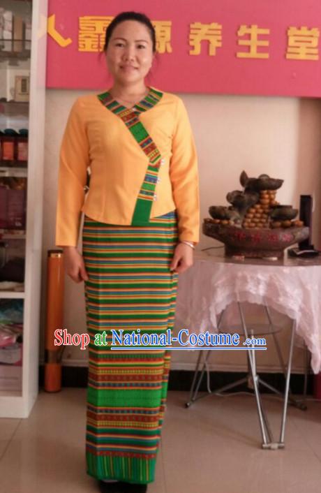 Traditional National Thai Dress Thai Traditional Dress Dresses Wedding Dress online for Sale Thai Clothing Thailand Clothes Complete Set for Women Girls Adults Youth Kids