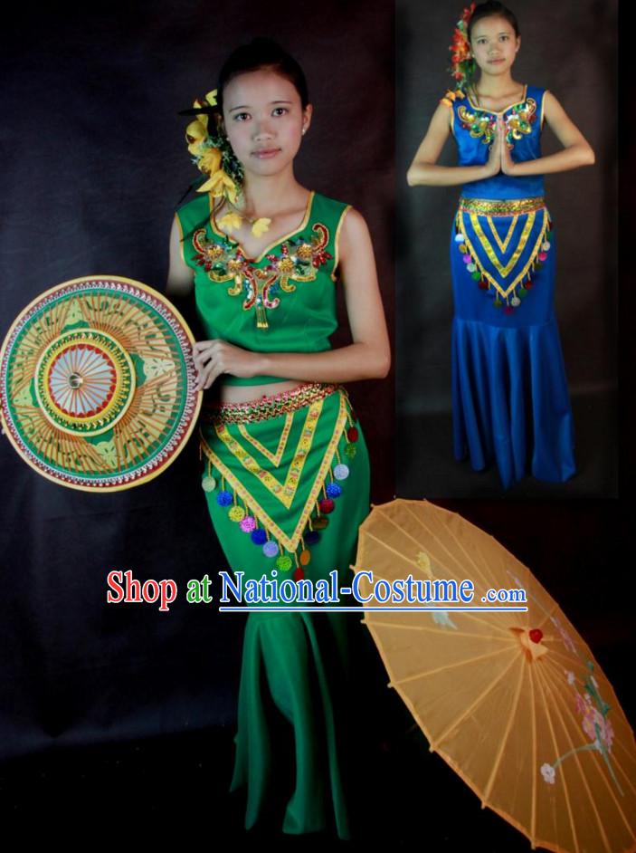 Traditional National Thai Dance Costumes Dress Thai Traditional Dress Dresses Wedding Dress online for Sale Thai Clothing Thailand Clothes Complete Set for Women Girls Adults Youth Kids