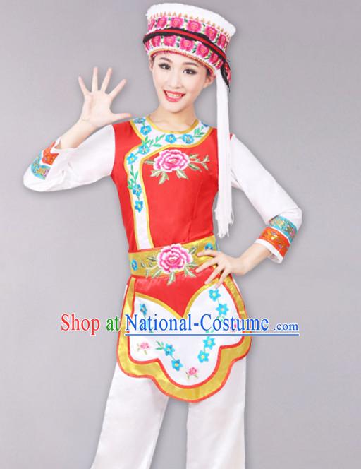 Chinese Minority Dance Costumes Dancewear and Headpieces Complete Set for Women