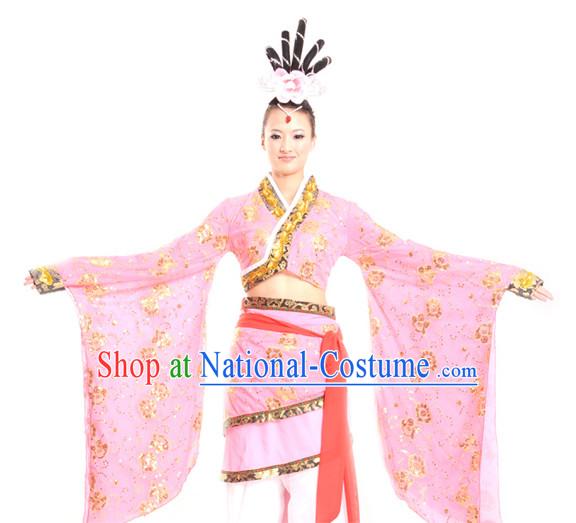 Chinese Imperial Palace Classical Dance Costumes Dancewear and Headpieces Complete Set for Women