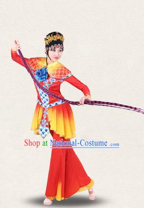 Chinese Imperial Palace Classical Dance Costumes Dancewear and Headpieces Complete Set for Women