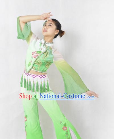 Chinese Traditional Classical Dance Costumes Dancewear and Headpieces Complete Set for Women