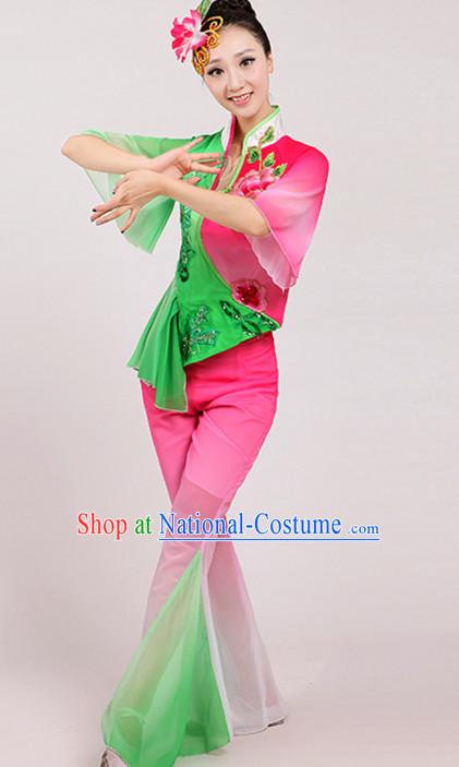 Chinese Classicial Dancing Costumes Dancewear and Headpieces Complete Set for Women