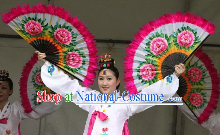 Traditional Korean Dance Feather Peony Fan