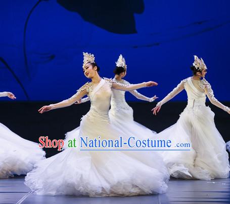 Chinese Professional Stage Dancing Costumes and Headpieces Complete Set for Women