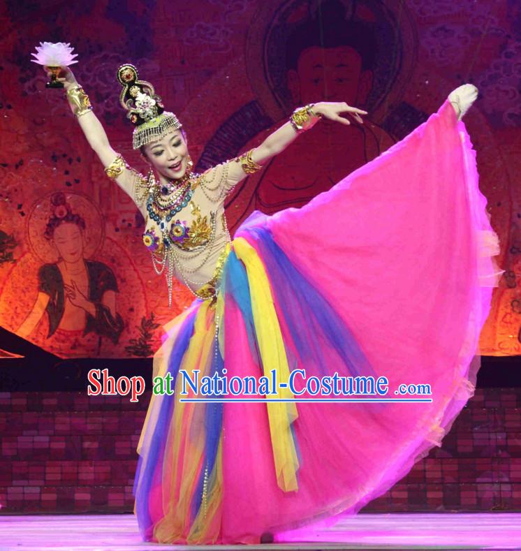 Chinese Fairy Classical Dancing Costumes and Headpieces Complete Set for Women