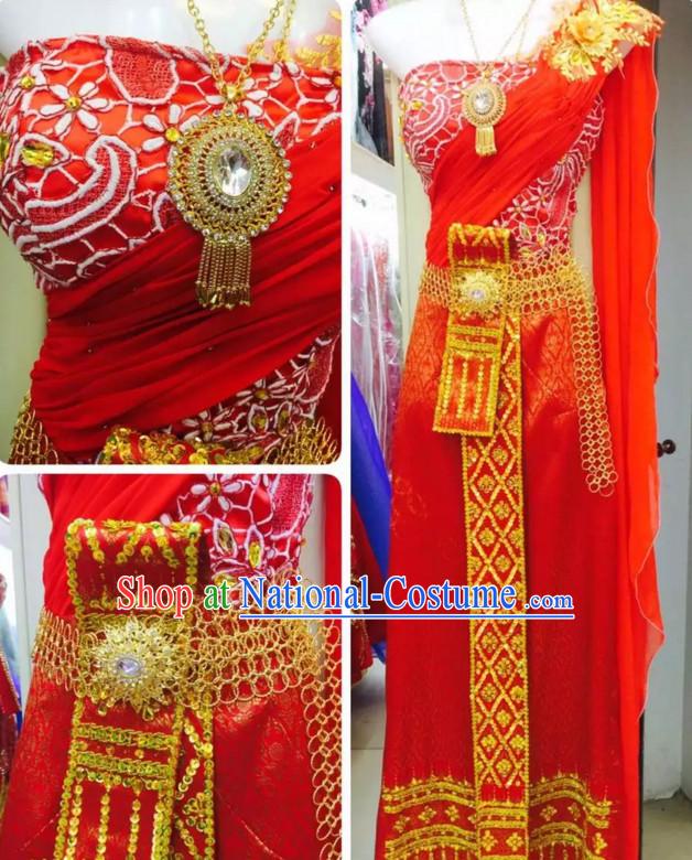 Traditional National Thai Garment Dress Thai Traditional Dress Dresses Wedding Dress online for Sale Thai Clothing Thailand Clothes