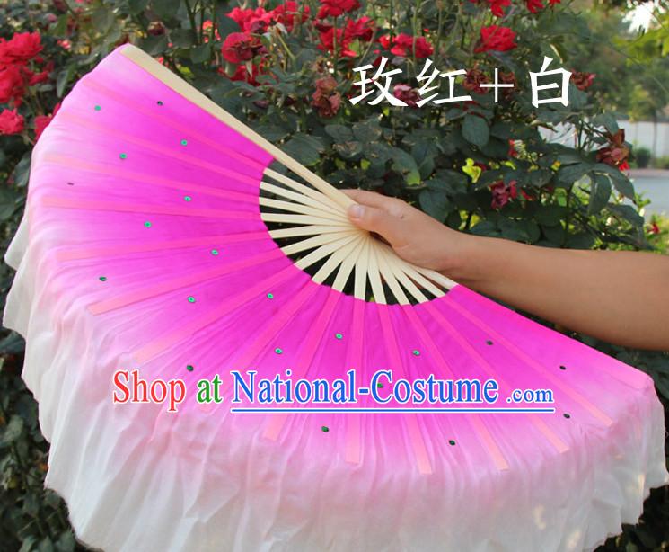 Color Transition Traditional Chinese Pure Silk Dance Fan