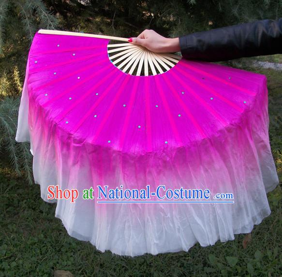 Two Sides 100_ Pure Silk Professional Dancing Fan for Women Men Adults