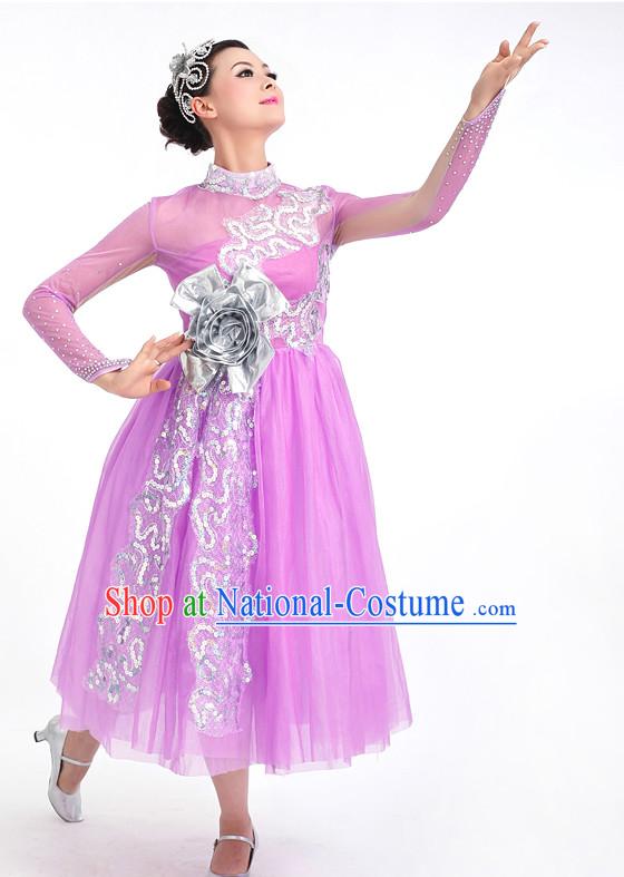 Traditional Chinese Dance Costumes Custom Dance Costume Folk Dance Chinese Dress Cultural Dances and Headdress Complete Set