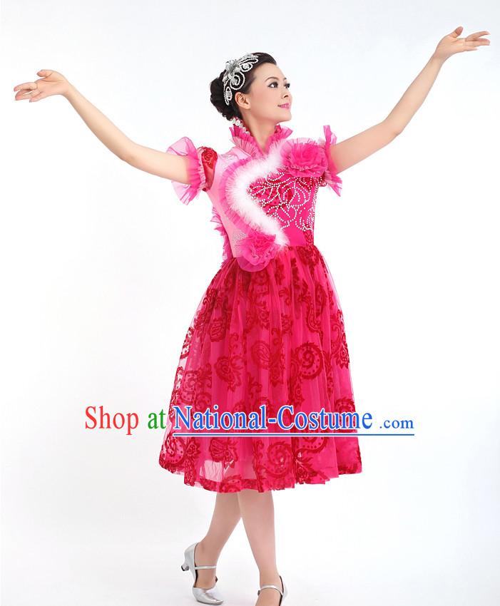 Traditional Chinese Dance Costumes Custom Dance Costume Folk Dance Chinese Dress Cultural Dances and Headdress Complete Set