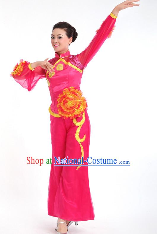 Traditional Chinese Dance Costumes Custom Dance Costume Folk Dance Chinese Dress Cultural Dances and Headdress Complete Set