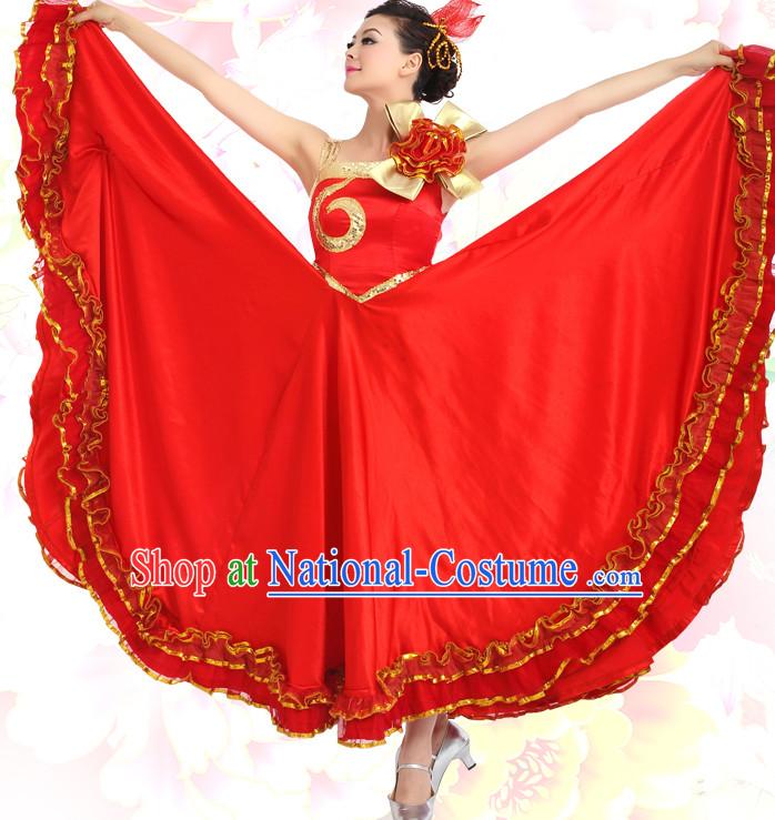 Traditional Chinese Dance Costumes Custom Dance Costume Folk Dance Chinese Dress Cultural Dances and Headdress Complete Set