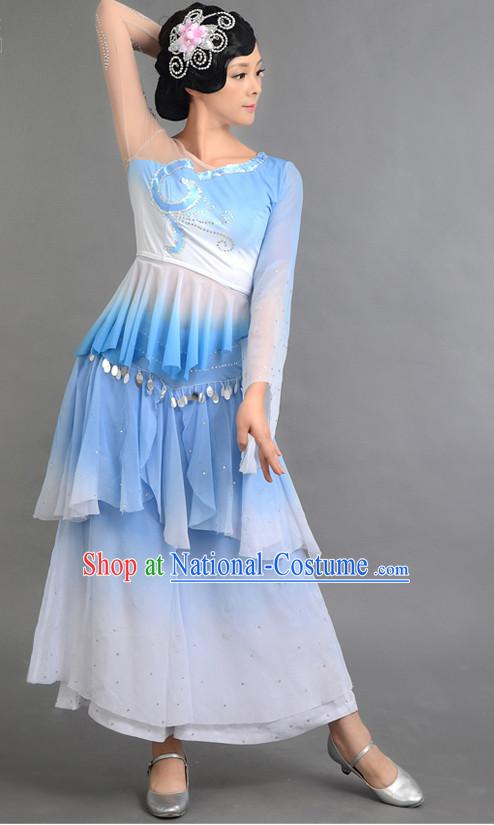 Traditional Chinese Classical Dance Costumes Custom Dance Costume Folk Dancing Chinese Dress Cultural Dances and Headdress Complete Set for Girls Kids Children