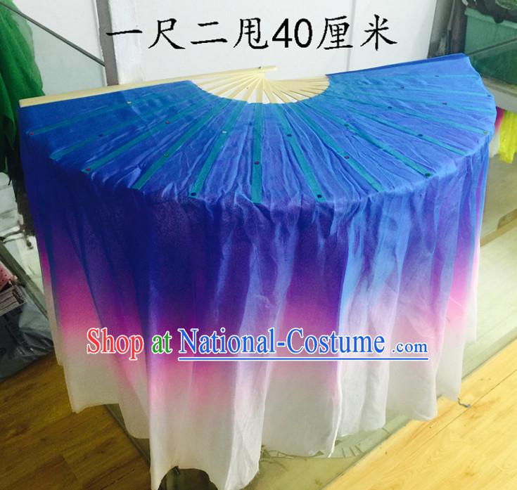 Professional Traditional Chinese Beijing Dance Academy Color Transition Two Sides Pure Silk Dance Fan