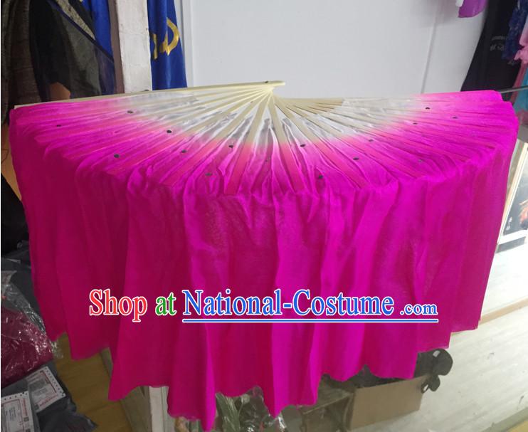 Professional Traditional Chinese Beijing Dance Academy Color Transition Two Sides Pure Silk Dance Fan