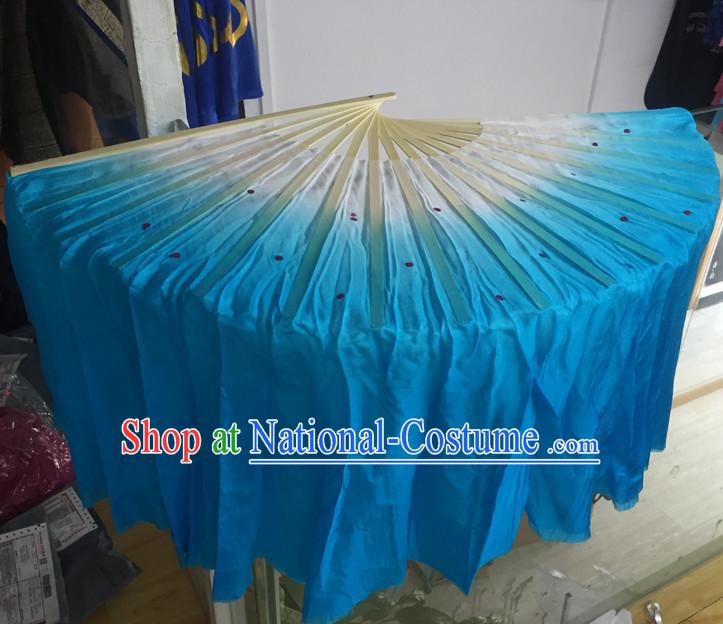 Professional Traditional Chinese Beijing Dance Academy Color Transition Two Sides Pure Silk Dance Fan