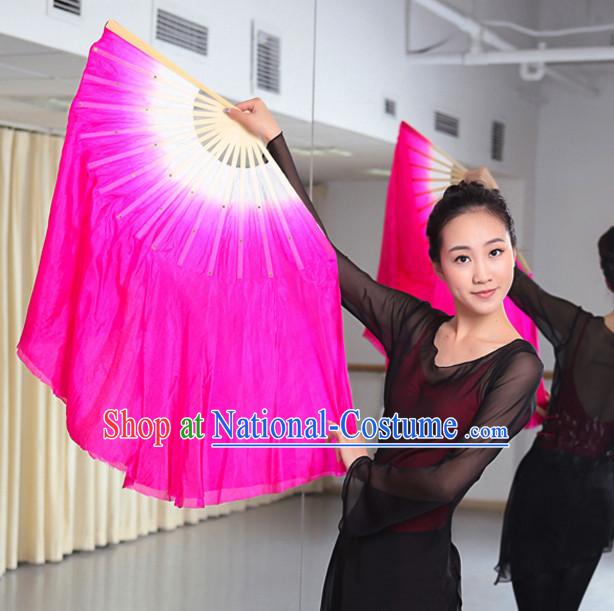 Professional Traditional Color Transition Pure Silk Dance Fan Dance Ribbons