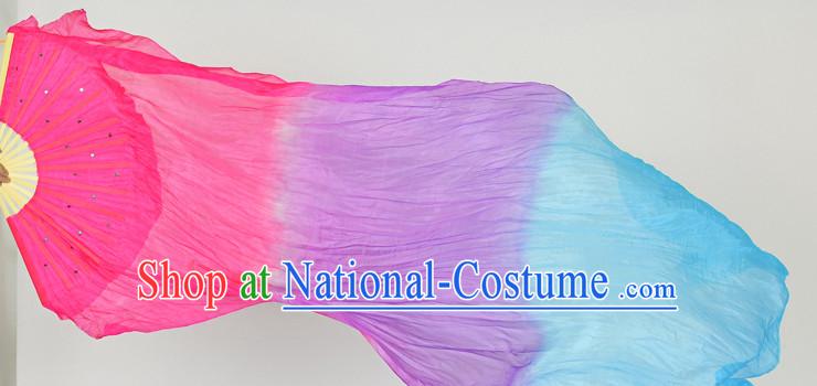 Pure Silk Color Transition Changing Competition Chinese Dance Fan Cultural Fans