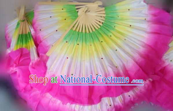 Pure Silk Color Transition Changing Competition Chinese Dance Fan Cultural Fans