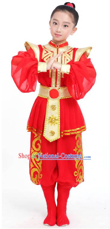 Chinese Competition Dance Costumes Kids Terra Cotta Warrior Solider General Dance Costumes Folk Dances Ethnic Dance Fan Dance Dancing Dancewear